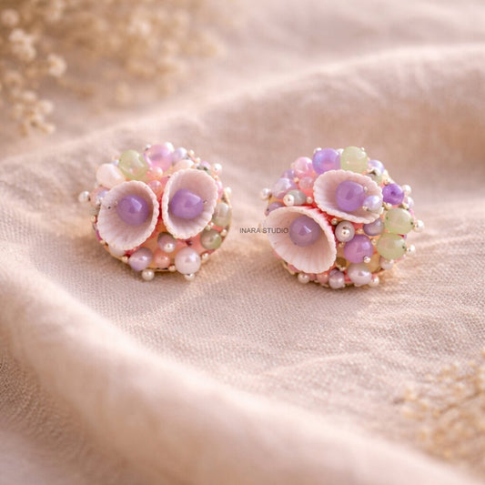 PASTEL BLOOM HANDAMDE BEADED STUD EARRINGS