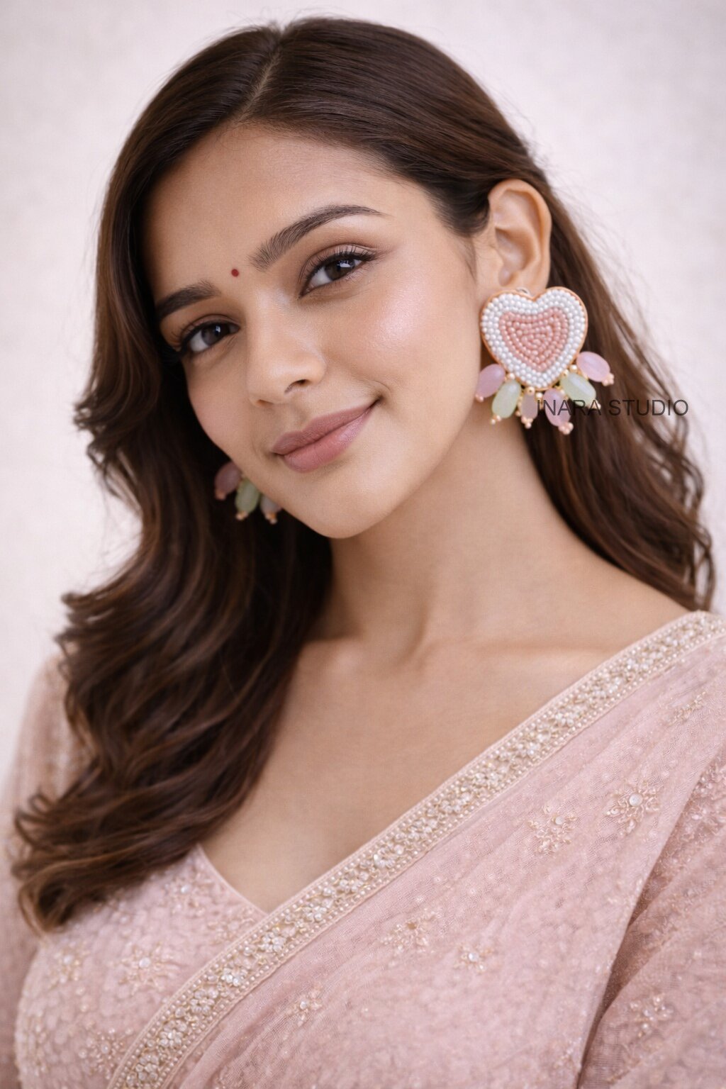 SWEETHEART BLUSH BEADED STATEMENT EARRINGS