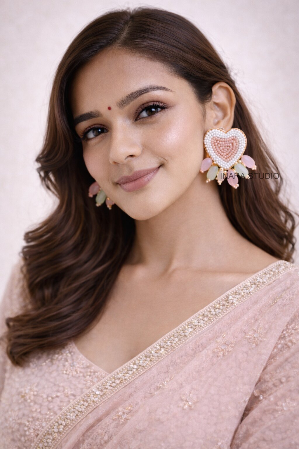 SWEETHEART BLUSH BEADED STATEMENT EARRINGS